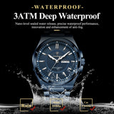 Noxwear - POEDAGAR Sport Original Men Clock Quartz Date Week Luxury Man Wristwatch Waterproof Luminous Stainless Steel Men's Watches Reloj
