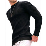 Noxwear - Men's coat fashion small check Waffle youth round neck jacquard check hoodie