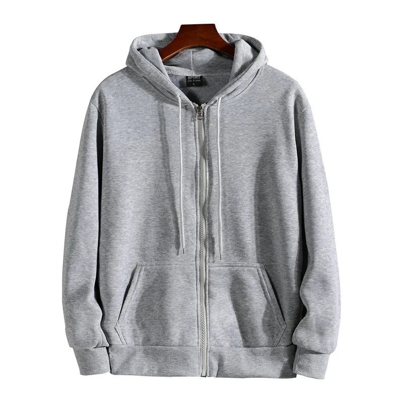Noxwear-Zipper Hoodies Autumn Winter Men's New Long Sleeve Hooded Sweatshirt Fashion Casual Male Outfit Sportwear Loose Fit Clothes