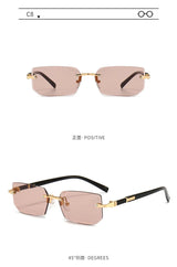 Noxwear - Rimless Sunglasses Rectangle Fashion Popular Women Men Shades Small Square Sun Glasses For Female Male Summer Traveling Oculos