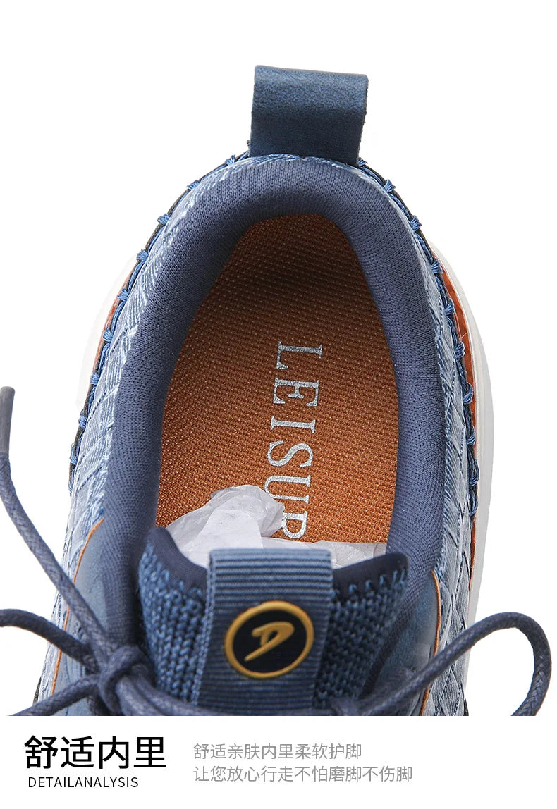 Noxwear - New Shoes for Men Leather Casual Shoes Fashion Breathable Brogues Sport Shoes Street Cool Chunky Sneakers