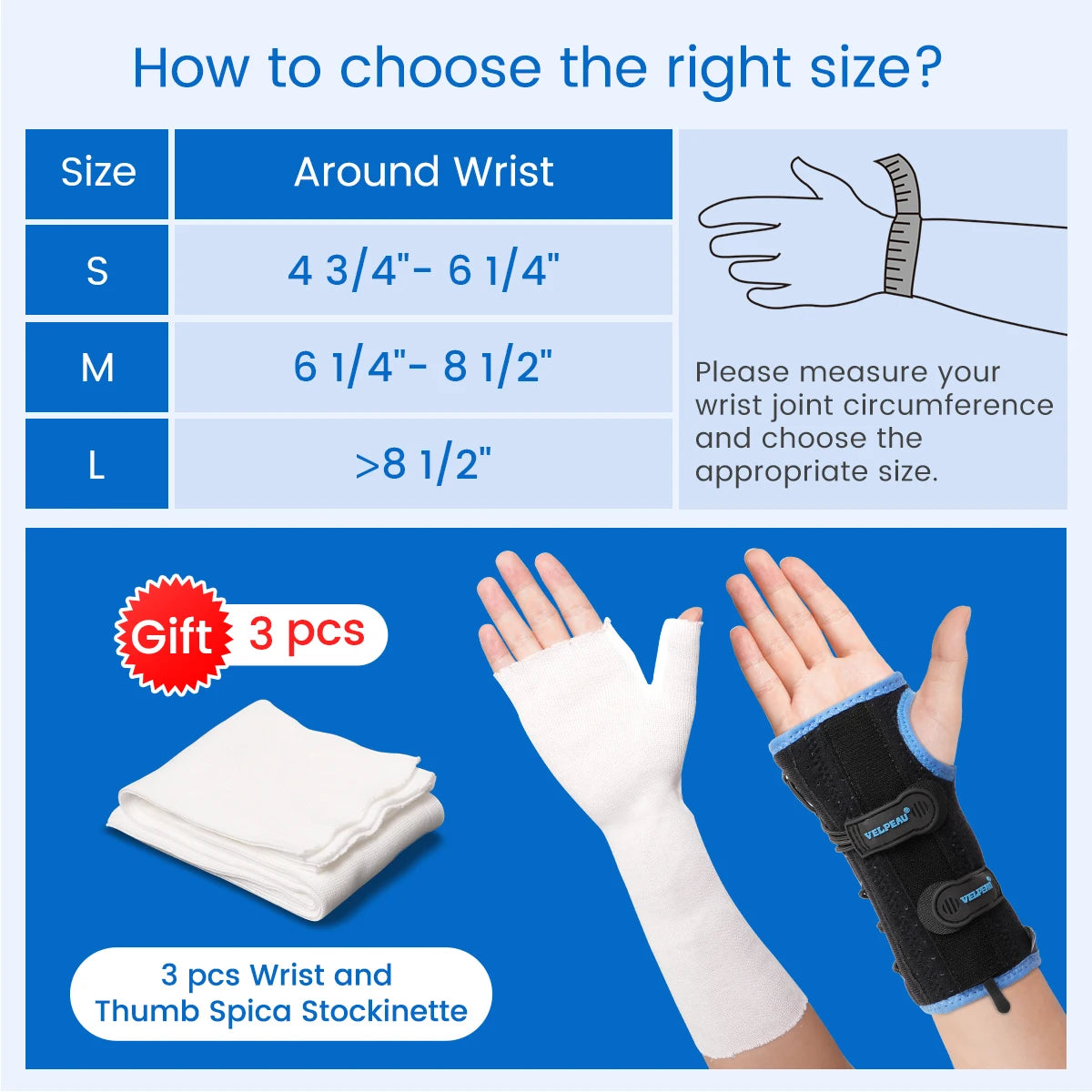 Noxwear - VELPEAU Wrist Brace for Carpal Tunnel, Arthritis, Tendonitis, Sprain, Injuries and Pain Relief, Wrist Splint for Women Men
