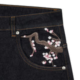 Noxwear - Y2K Baggy jeans Cherry Blossom Selvedge Embroidery Denim Pants men women denim fabric American Hiphop Streetwear Wide Leg Jeans