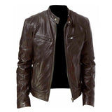 Noxwear - Motorcycle Leather Jackets Man Casual Fashion Motorcycle Coat Slim Fit Lapel PU Jackets Autumn Anti-wind Leather Coat Male