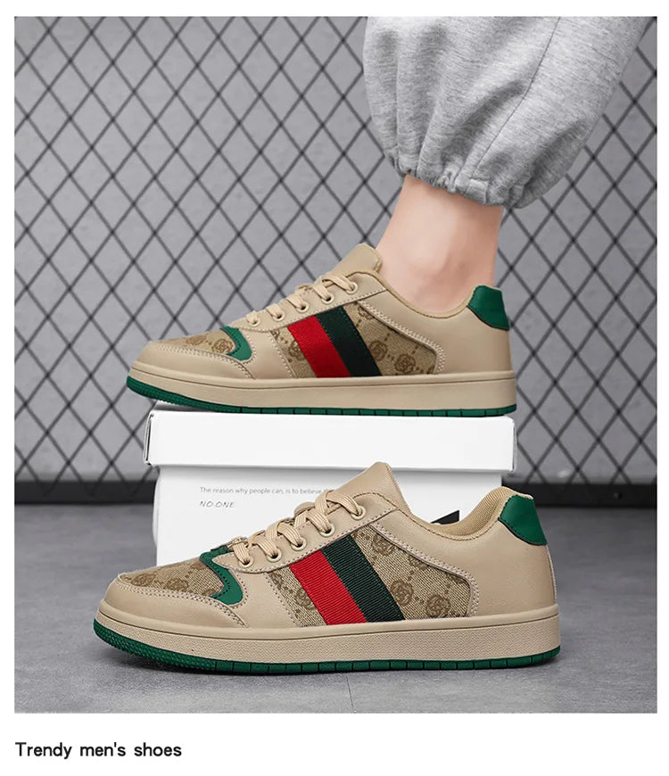 Noxwear - Spring Shoes for Men Canvas Casual Shoes Trend Print Cool Flat Skateboard Shoes Lace-up Sneaker Big Size