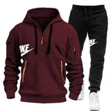 Noxwear-New men's autumn and winter suit zipper hoodie + trousers suit casual men's sportswear warm suit