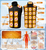 Noxwear - 28/9 Areas Heated Vest Men Jacket Heated Winter Womens Electric Usb Heater Camping Jacket Man Thermal Vest Body Warmer Coat 6XL