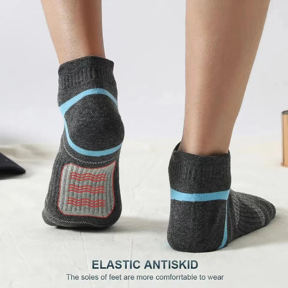 Noxwear - 5 Pairs High Quality Socks Men Summer Outdoor Casual Cotton Socks Short Breathable Black Ankle Socks Run Sports Socks Size 38-45