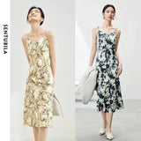 Noxwear SENTUBILA Midi Print Slip Dresses Women 2026 Spring Summer Korean Fashion Sundress Elegant Lady Slim Camisole Dress 121L40493