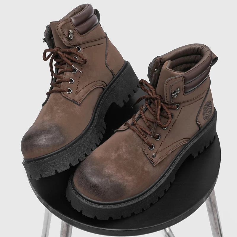 Noxwear - Handmade Men Boots Ankle Winter Leather Shoes Autumn Outdoor Hiking Boots Sneakers Hombres Botas High Top Footwear Anti Slip