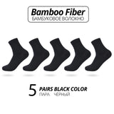 Noxwear - 5 Pairs Bamboo Fiber Men's Socks Classic Business Crew Socks Spring Autumn Casual Comfortable Breathable Compression Bamboo Sox