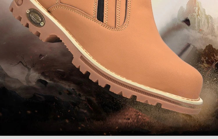 Noxwear - Steel toe cap boots waterproof non-slip work shoes for men women anti smash anti puncture leather construction site safety shoes