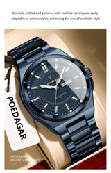 Noxwear - POEDAGAR Sport Original Men Clock Quartz Date Week Luxury Man Wristwatch Waterproof Luminous Stainless Steel Men's Watches Reloj