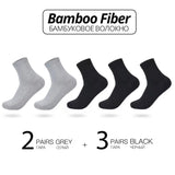 Noxwear - 5 Pairs Bamboo Fiber Men's Socks Classic Business Crew Socks Spring Autumn Casual Comfortable Breathable Compression Bamboo Sox