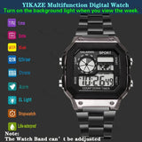 Noxwear - MAYZHISU Classic Men's Digital Watches Luxury Stainless Steel Strap Sport Watches Men Military Clock LED Sport Wristwatch