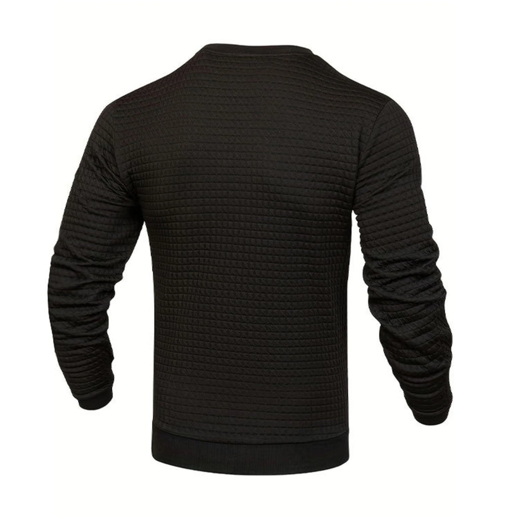 Noxwear - Men's coat fashion small check Waffle youth round neck jacquard check hoodie