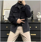 Noxwear - Winter Fashion Jacket Men's Lapel Autumn and Winter New Corduroy Jacket  Retro Slim Fitting Jacket for