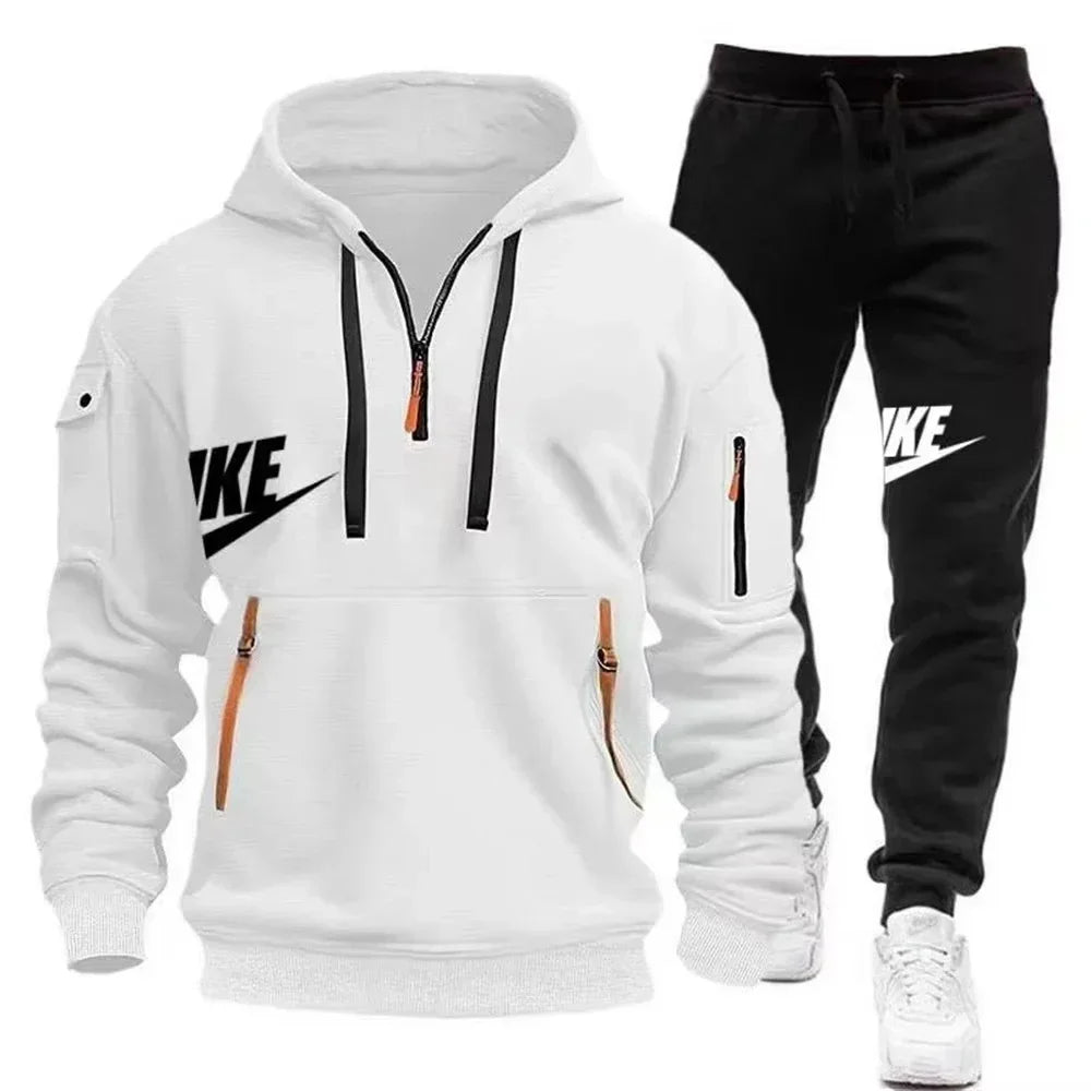 Noxwear-New men's autumn and winter suit zipper hoodie + trousers suit casual men's sportswear warm suit