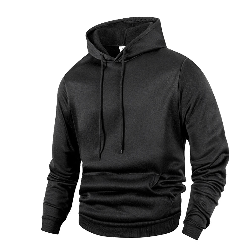 Noxwear - Men's Casual Thicken Hoodies Autumn Winter Long Sleeve Pullover Fashion Loose Solid Color Sweatshirt Spring Warm Outdoor Hoody