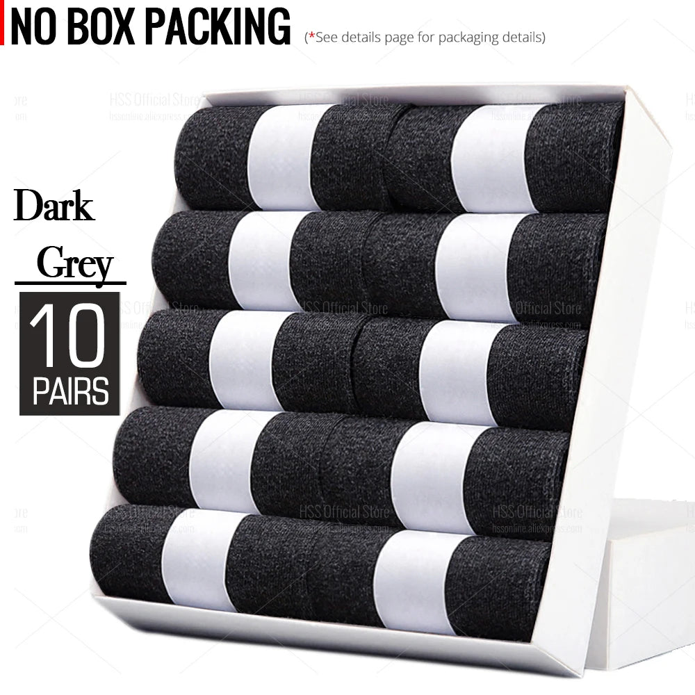 Noxwear - HSS 5/10 Pairs Men's Cotton Blend Socks Black Business Men Socks Soft Breathable Summer Winter for Male Socks Plus Size (6.5-14)