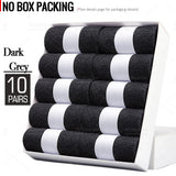 Noxwear - HSS 5/10 Pairs Men's Cotton Blend Socks Black Business Men Socks Soft Breathable Summer Winter for Male Socks Plus Size (6.5-14)