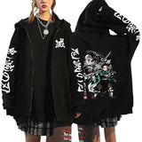 Noxwear Anime Hoodies in black with white sleeve and chest logo print, featuring zip‑up front for comfort and large colorful back graphic with anime‑inspired design for bold streetwear style.