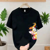 Noxwear - Summer New Casual Men's and Women's Printed Short-sleeved Cotton T-shirt Loose and Versatile Fashion Half-sleeved Casual Wear