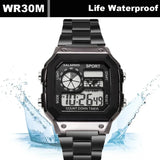 Noxwear - MAYZHISU Classic Men's Digital Watches Luxury Stainless Steel Strap Sport Watches Men Military Clock LED Sport Wristwatch