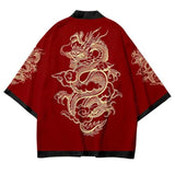 Noxwear-Summer Japanese Style Anime Dragon Print Cosplay Haori Yukata Top Adult Traditional Samurai Loose Kimono Cardigan for Men Women