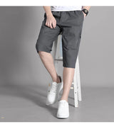 Noxwear - Mens Cargo Shorts Knee Pants Zipper Pocket Summer Cotton Shorts Climbing Jogger Elastic Waist Sports Wear