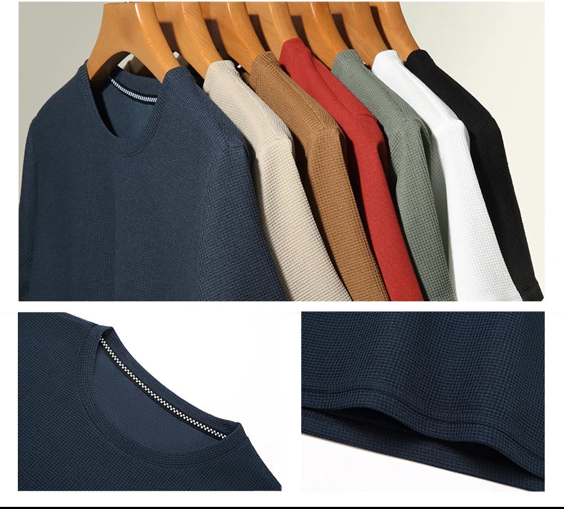 Noxwear - New Summer Waffle Round Neck Short Sleeved T-shirt for Men's Short Sleeved Top