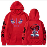 Noxwear-Japanese Anime Demon Slayer Hoodies for Men Akaza Manga Graphic Streetwear Pullover Hoody Long Sleeve Fleece Hooded Sweatshirt