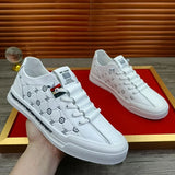 Noxwear - European New Shoes for Men Genuine Leather Casual Shoes Trend Print Flats Skateboard Shoes Youth Street Sneakers