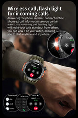 Noxwear - LIGE GPS Smart Watch Men LED Flashlight Compass Waterproof Bluetooth Call Health Watches Voice Assistant Military Smartwatch Men