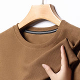 Noxwear - New Summer Waffle Round Neck Short Sleeved T-shirt for Men's Short Sleeved Top