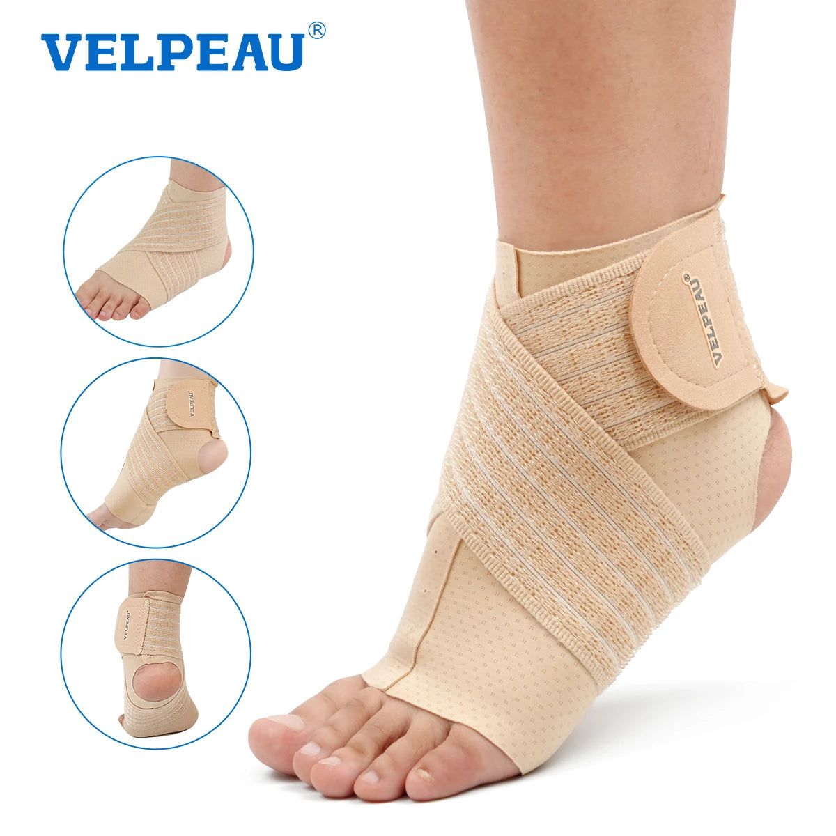 Noxwear - VELPEAU Ankle Compression Sleeve for Achilles Tendinitis and Plantar Fasciitis, Adjustable Ankle Support Universal for Both Feet