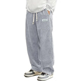 Noxwear - New Mens Corduroy Casual Pants Fashion Loose Fit Baggy Pants Straight Sweatpants Elastic Waist Drawstring Outdoor Streetwear