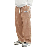 Noxwear - New Mens Corduroy Casual Pants Fashion Loose Fit Baggy Pants Straight Sweatpants Elastic Waist Drawstring Outdoor Streetwear