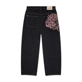 Noxwear - Y2K Baggy jeans Cherry Blossom Selvedge Embroidery Denim Pants men women denim fabric American Hiphop Streetwear Wide Leg Jeans