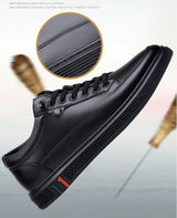 Noxwear - New Shoes for Men Genuine Leather Casual Shoes Spring Autumn Cool Black Flat Skateboard Shoes Youth Fashion Slip-on Sneakers