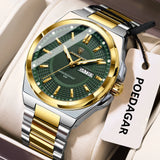 Noxwear - POEDAGAR Sport Original Men Clock Quartz Date Week Luxury Man Wristwatch Waterproof Luminous Stainless Steel Men's Watches Reloj