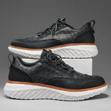 Noxwear - New Shoes for Men Leather Casual Shoes Fashion Breathable Brogues Sport Shoes Street Cool Chunky Sneakers
