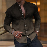 Noxwear - 2024 New Gray Shirt  Casual Hawaiian Shirt  Collar Long Sleeve  Sleeve Shirt Fashion Trend Tops Club Party Beach Street Shirt
