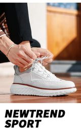 Noxwear - New Shoes for Men Leather Casual Shoes Fashion Breathable Brogues Sport Shoes Street Cool Chunky Sneakers