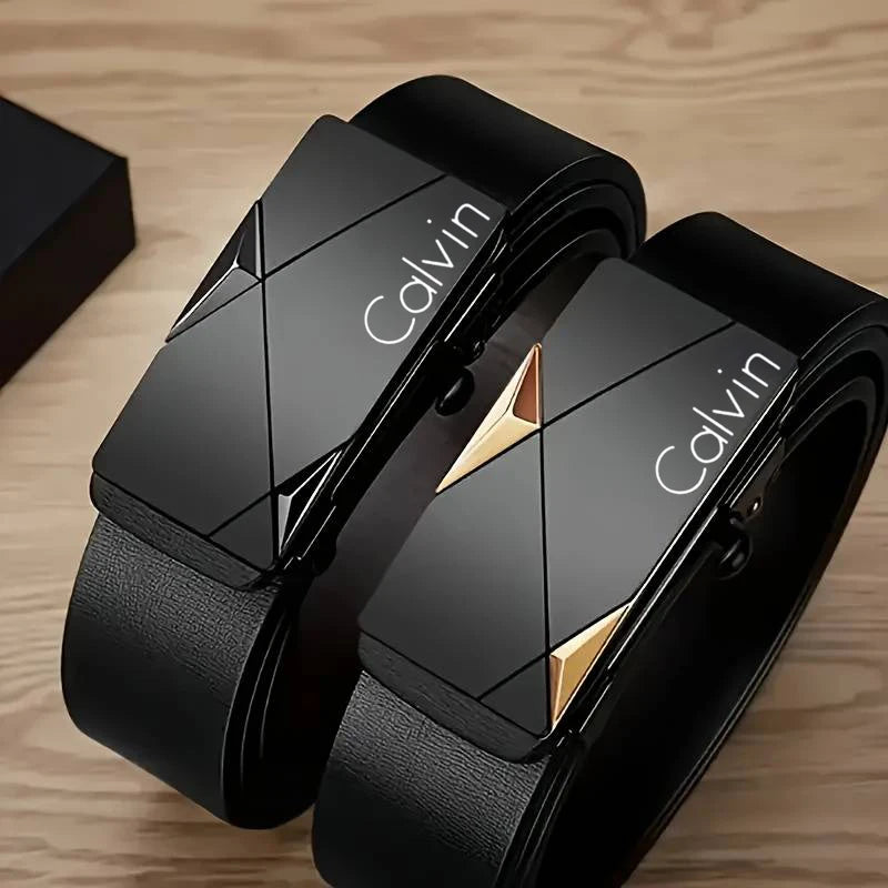 Noxwear - Stylish Men's PU Leather Belt - Fashion Belts for Daily Life, Leisure, Party, Festival, Work, and Business Automatic Buckle