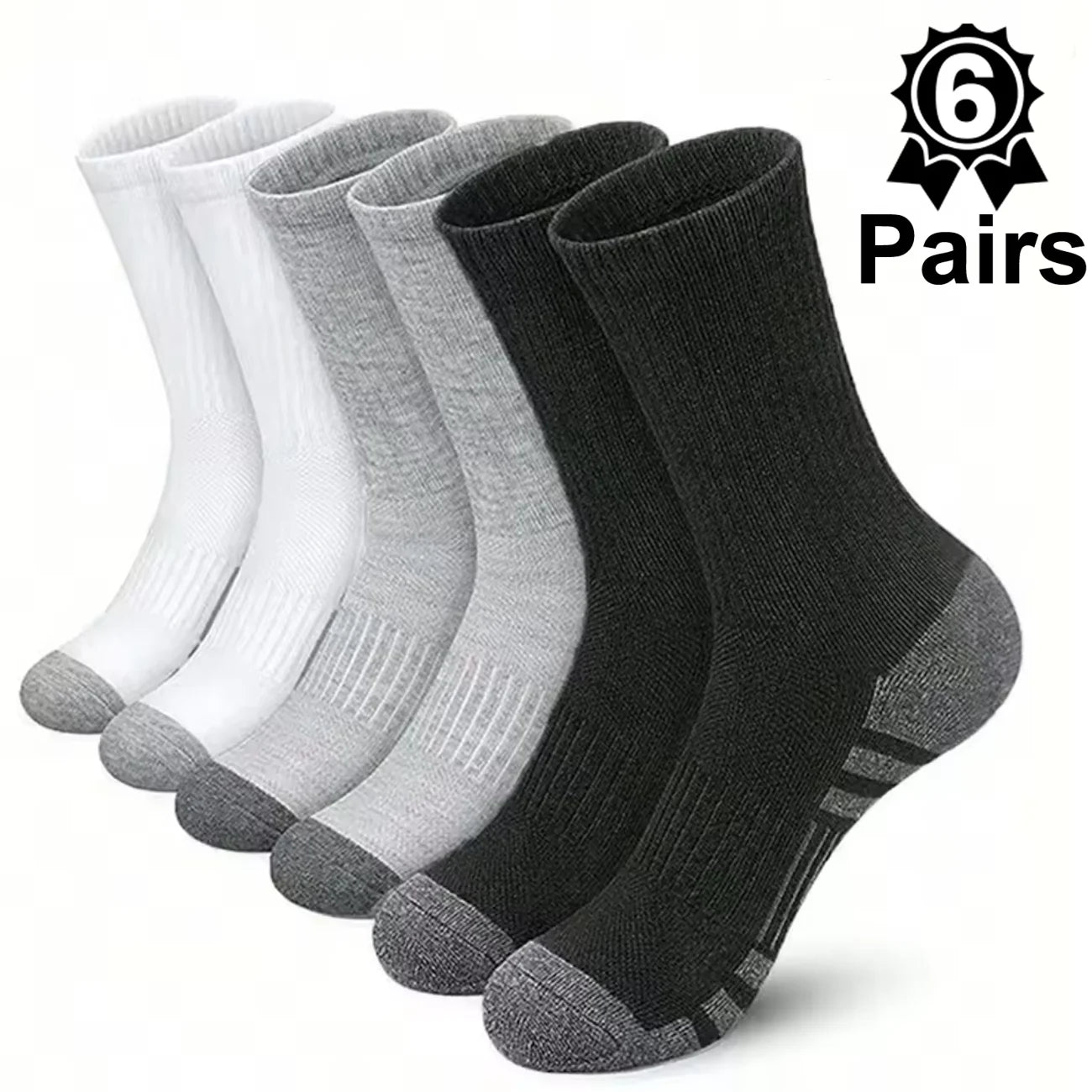 Noxwear - 12Pairs Men's Outdoor Gym Socks High Quality Comfortable Soft Ground-Gripping Football Large Size New Style