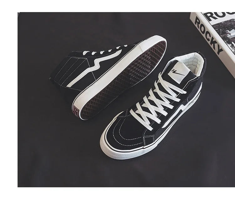 Noxwear - Spring New Shoes for Men Women Canvas Casual Shoes High Tops Flat Skateboard Vulcanized Shoes Lovers Cool Lace-up Sneaker