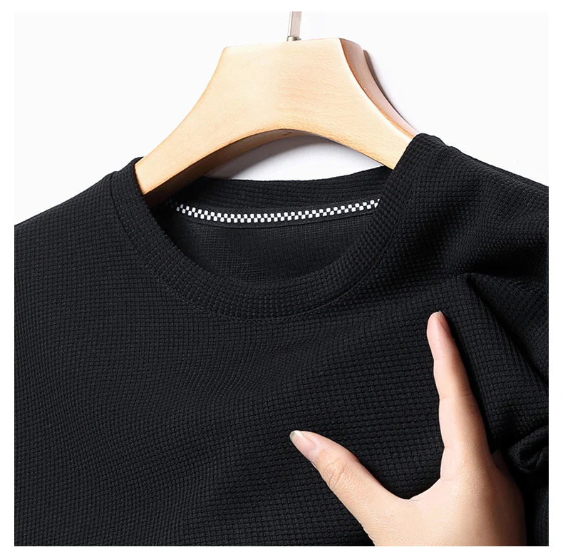 Noxwear - New Summer Waffle Round Neck Short Sleeved T-shirt for Men's Short Sleeved Top