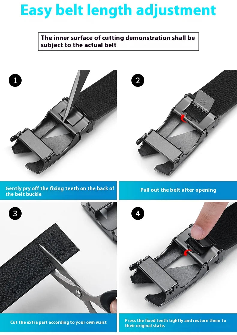 Noxwear - OYIFAN Men Belt Genuine Leather Belt for men Automatic belts Adjustable waistband Business belts 허리띠