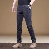 Noxwear - 2025 Summer Thin Cotton Men's Casual Pants Trendy Versatile Elastic Light Business Trousers Work Formal Slim Straight Pants